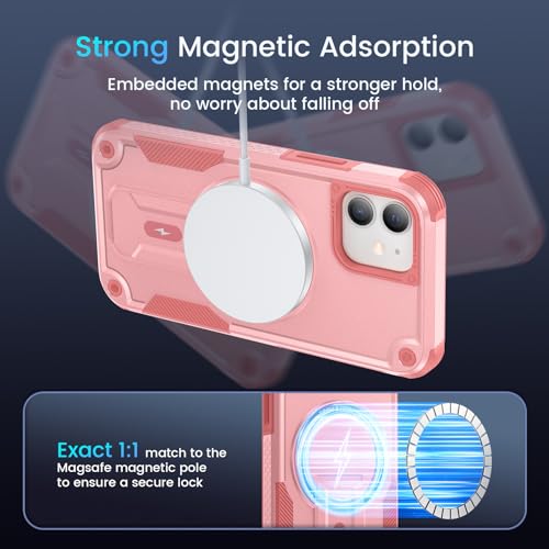 Caka for iPhone 11 Case, iPhone 11 Phone Case with Stand Pink | Compatible with MagSafe, Built-in Hidden Kickstand, Solid Protective Dual-layer TPU+PC Shockproof Magnetic Phone Cover - color: Pink