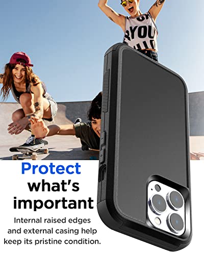AICase for iPhone 14 Pro Max Case(6.7") Case,Heavy Duty 3-Layer Rugged Pocket-Friendly Phone Cover,Durable Military Grade Protection Shockproof/Drop Proof/Dust-Proof Protective for iPhone 14 Pro Max - color: Black