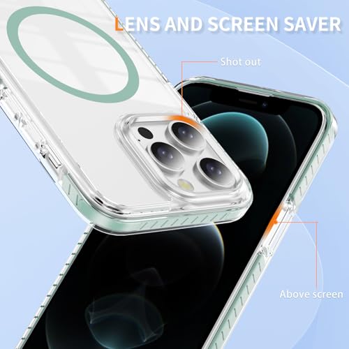 DEERLAMN Magnetic Clear Case for iPhone 12/iPhone 12 Pro 6.1-Inch, [Compatible with Magsafe][Anti-Yellowing] Transparent Slim Shockproof Protective Phone Cover, Green - color: Green, size: iPhone 12/12 Pro-6.1 Inch
