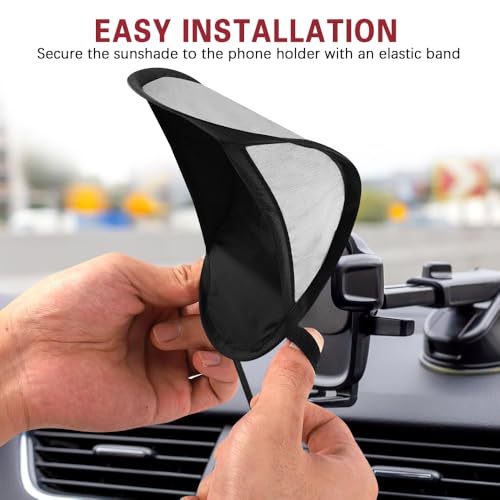 Car Mobile Phone Sunshade, Auto Portable Foldable Smartphone Umbrella Cover - color: Black+Sliver
