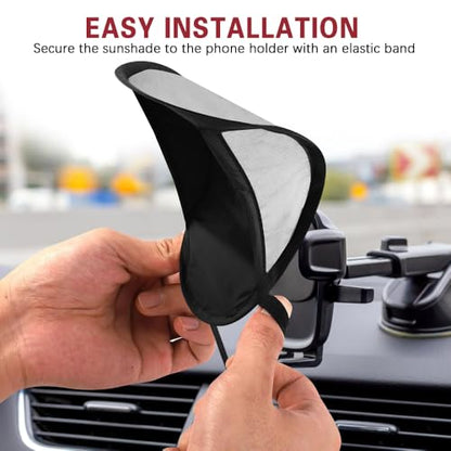 Car Mobile Phone Sunshade, Auto Portable Foldable Smartphone Umbrella Cover - color: Black+Sliver