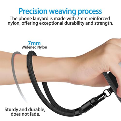 Adjustable Phone Wrist Strap, Slim Lanyard with Tether Tab Anti Drop Wristlet for and Smartphones, Nylon Hand Strap - color: Black+camel