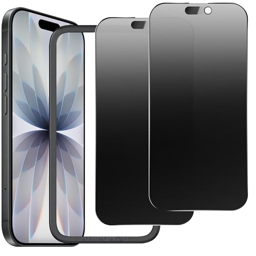 2 Pack Matte Privacy Screen Protector for iPhone 17/16 Pro 6.3",Anti-Glare Anti-Spy Scratch Resistant Tempered Glass Film,Smooth Responsive Touch Anti-Scratch Glass，Easy to Install - size: for iPhone 16 Pro / 17