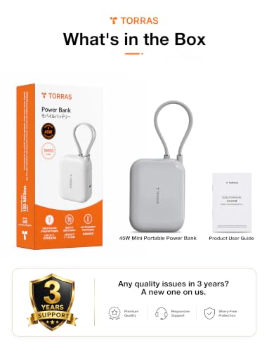TORRAS Mini Power Bank for iPhone 18 Pro Max, 45W 10000mAh Portable Charger - color: GREY