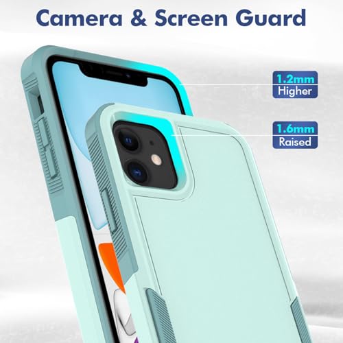 for iPhone 11 Case: Dual Layer Protective Heavy Duty Cell Phone Case Shockproof Rugged Bumper Tough with Screen Protector - 16ft Military Grade Drop Tested for Appple iPhone 11 (6.1 inch), Green - color: Mint Green (PC) + Mint Green (TPU)