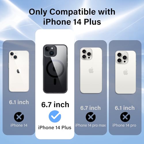 Supdeal Magnetic Clear Case for iPhone 14 Plus, [Compatible with MagSafe] [Non Slip Bumper & Not Yellowing] Military Grade Shockproof Transparent Silicone Phone Cover, 6.7", Black - color: Black, size: iPhone 14 Plus