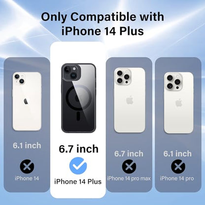 Supdeal Magnetic Clear Case for iPhone 14 Plus, [Compatible with MagSafe] [Non Slip Bumper & Not Yellowing] Military Grade Shockproof Transparent Silicone Phone Cover, 6.7", Black - color: Black, size: iPhone 14 Plus