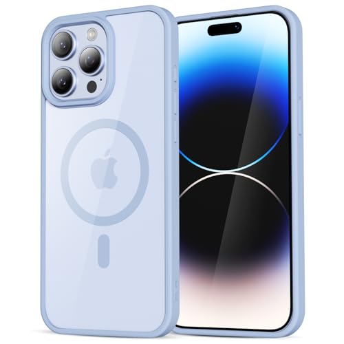 LoeoeL for iPhone 14 Pro Case Clear Mag Safe, Ultra Thin Slim Cover Magnetic Compatible with Magsafe Phone Case for Women Men Girl, Cute Soft TPU Silicone & Transparent Hard Plastic, Light Blue - color: Light Blue, size: 14 Pro