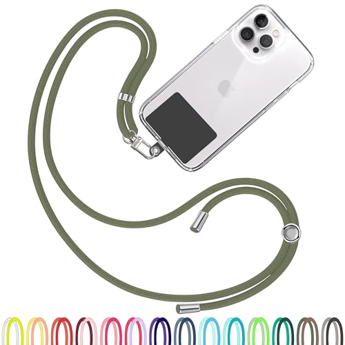 TBOC Cell Phone Lanyard [Army Green] - Comfortable Universal Smartphone Lanyard - Easy to Use Neck Phone Holder [Black Patch] - Adjustable Length Phone Strap Crossbody - Fits All Mobile Phones - color: Army Green