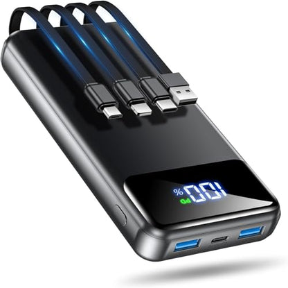 OHOVIV Portable Charger Power Bank 50000mAh,4 Built-in Cables Battery Pack - color: Black