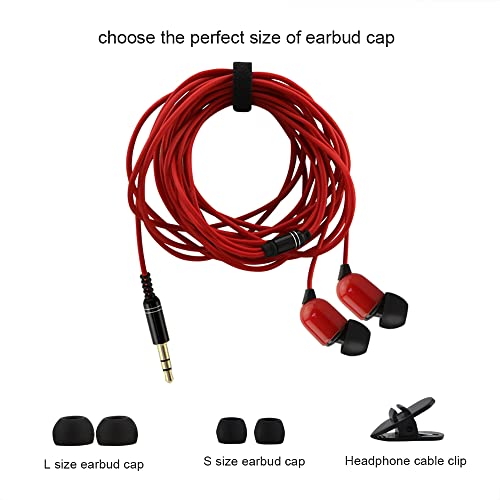 YOCUNKER 3.5mm Wired Earphone, in-Ear Earbuds, High Sound Quality, 3 Meter Length Cord, Lightweight, Smartphone/Tablet/Laptop/TV Earphones, Watch TV from a Distance, No Microphone(Red) - color: Red