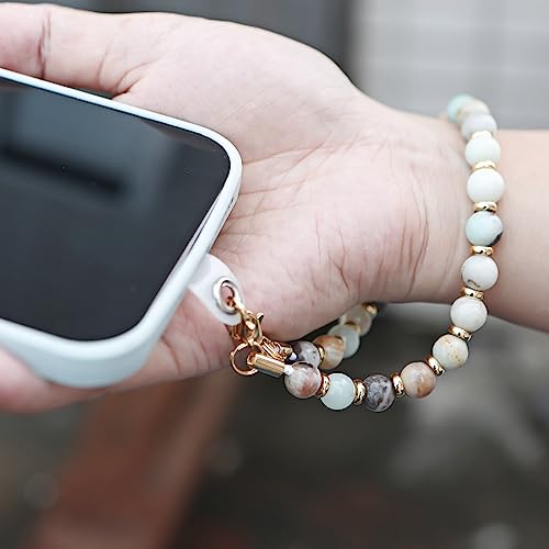 VICHUNHO Marble Beaded Phone Wrist Strap, Cellphone Lanyard with Tether Tab, Hands-Free Wristlet Bracelet - color: Amazonite