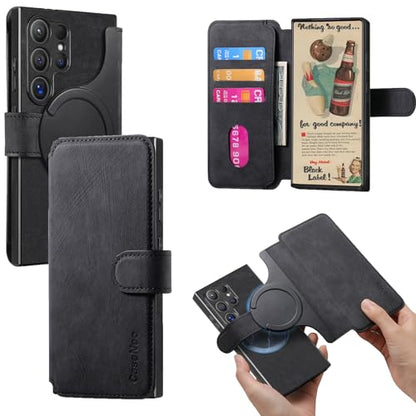 2 in 1 Wallet Case for Samsung Galaxy S24 Ultra CMG Black | PU Leather Magnetic Flip Folio Case with RFID Blocking Card Holder, Credit Card Slots Kickstand, Shockproof Protective Cover - color: Black, size: Samsung Galaxy S24 Ultra