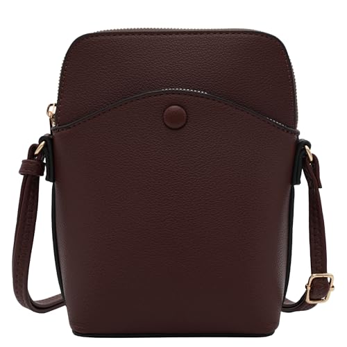 Small Crossbody Bag with Gold Hardware, Mini Shoulder Purse with Adjustable Strap - color: Coffee