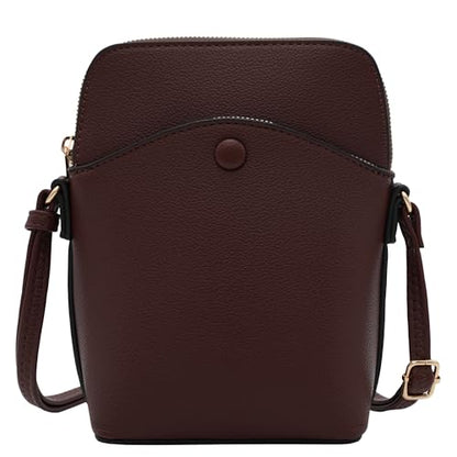 Small Crossbody Bag with Gold Hardware, Mini Shoulder Purse with Adjustable Strap - color: Coffee