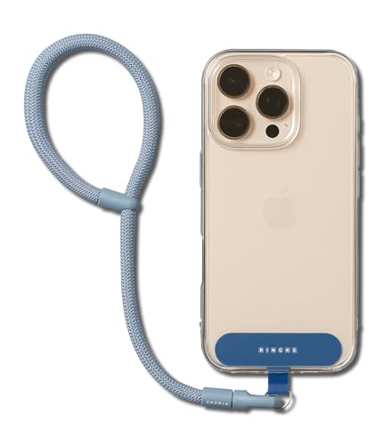 Ringke Holder Link Flow Hand P-Type Designed for Phone Lanyard, Cute Soft Adjustable Wrist Strap with Tether Tab - color: Urban Blue