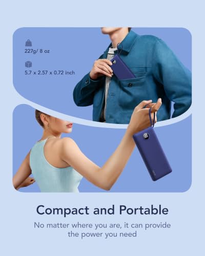 VRURC Portable Charger, Built in 4 Cables & Lanyard Power Bank 10000mAh - color: Navy