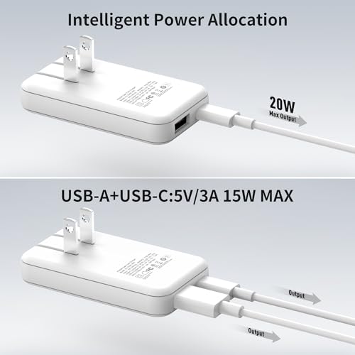 Ultra-Thin 20W USB-C PD Fast Portable Charger, 2-Port Wall Charger, Dual Port PD 3.0& QC 3.0 Compatible for iPhone 15 &15 Pro, 14&14Pro, 13/ 13Pro/ 12/12Pro/ Pixel 8& 8 Pro - style: 20W-Ultra Thin