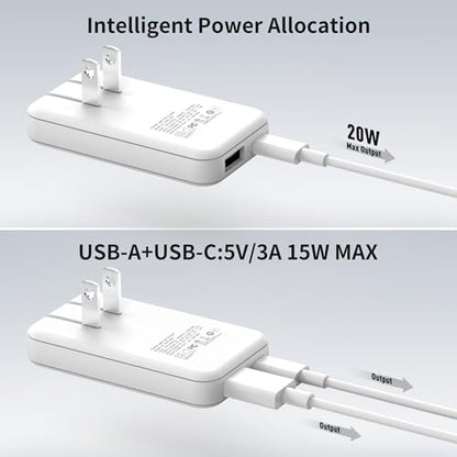 Ultra-Thin 20W USB-C PD Fast Portable Charger, 2-Port Wall Charger, Dual Port PD 3.0& QC 3.0 Compatible for iPhone 15 &15 Pro, 14&14Pro, 13/ 13Pro/ 12/12Pro/ Pixel 8& 8 Pro - style: 20W-Ultra Thin