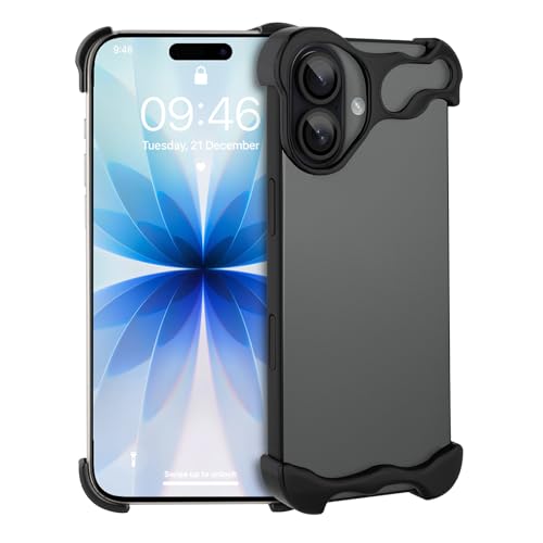 Frameless Phone Case Crafted for iPhone 17 Black | Compatible with Lens Camera Protection, Metal Minimalist Design, Extremely Highlighting Personality - color: Aluminum black, size: iPhone 17