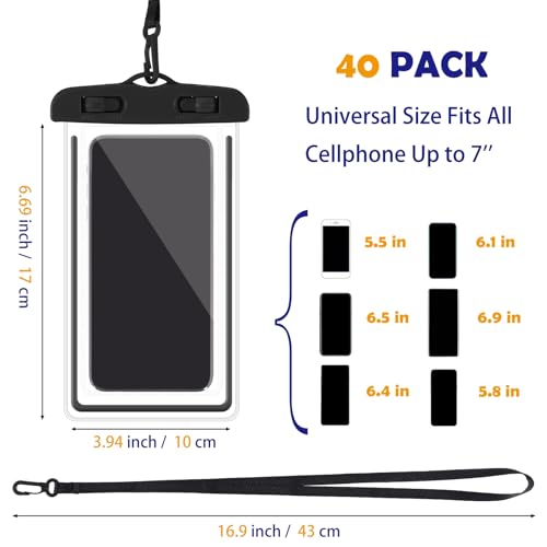 Flutesan 40 Pack Universal Clear Waterproof Phone Pouch, Multicolor - color: Multicolor
