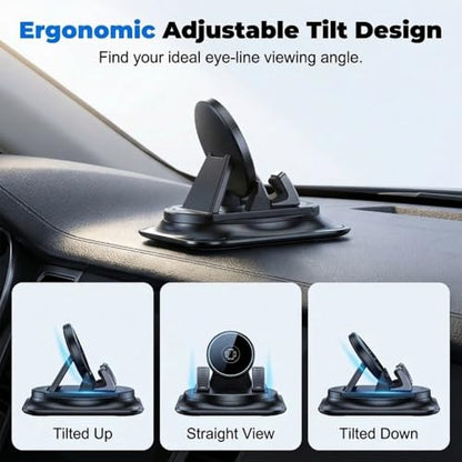 Car Phone Holder 360 Degree Rotation, 2026 New Dashboard Phone Holder, Adjustable Universal Car Phone Mount for Car Magnetic Interiorcar Navigation Mount for Drivers (1PC)