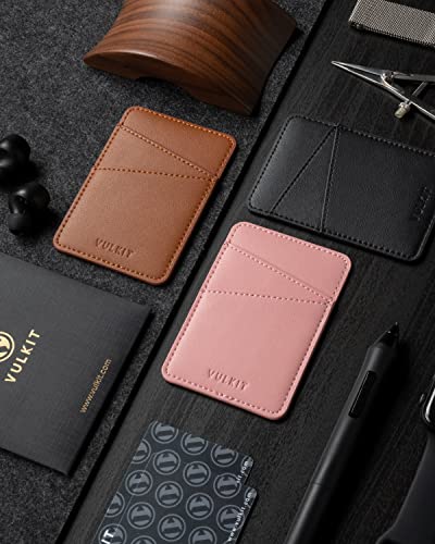 VULKIT Phone Card Holder Wallet Leather Adhesive Pocket RFID Blocking Credit Card Sleeves Stick Back of Phone Smartphones Black - color: Black