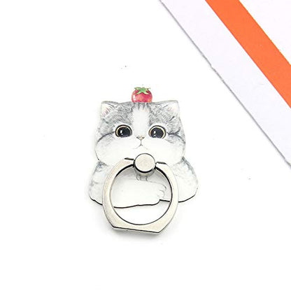 4Pcs Phone Ring Holder Stand, Cute Dogs Cats Animal 360 Rotation Finger Ring Grip Kickstand Mount for Cellphones and Tablets (Cats Ring)