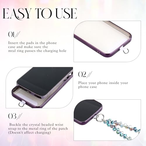 Quelay 4 Pack Beaded Phone Wrist Strap - color: Light, style: Crystal