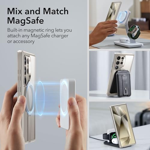 ESR for Samsung Galaxy S24 Ultra Magsafe Case with Kickstand, Wireless Charging Compatible with Magnetic, 3 Stand Modes, Military-Grade Protection, Shockproof Case Slim Fit for S24 Ultra, Clear Grey - color: Magsafe Boost-Clear Grey