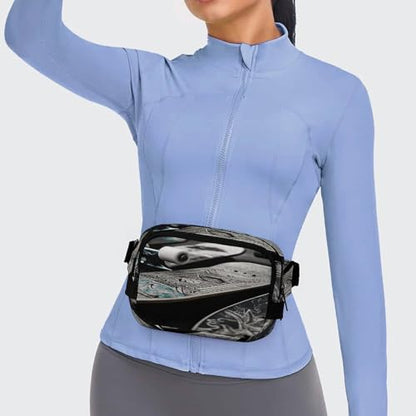 Skate Boards Fanny Packs for Women Men Double Layer Fashion Waist Pack Adjustable Belt Bag with Pockets Small Crossbody Bags for Running Hiking Workout Travel Daily Use