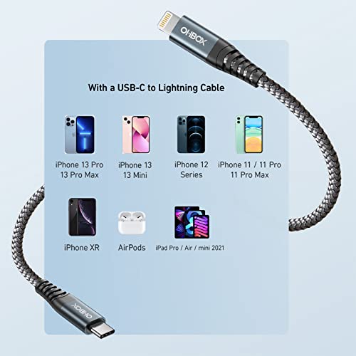 iPhone Charger Fast Charging [MFi Certified] USBC Lightning Cable 6FT 3Pack - color: Grey, size: 6FT, style: C to Lightning