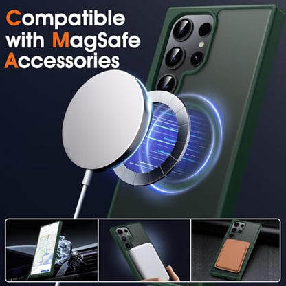 Oterkin Magnetic Samsung Galaxy S26 Ultra Case, Dark Green | Matte, Compatible with MagSafe, Frosted Translucent, Shockproof Anti-Scratch Slim Fit, Military Grade Protection - color: S26 Ultra-Dark Green, size: Galaxy S26 Ultra Case 6.9''