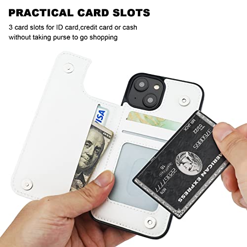 ONETOP for iPhone 14 Wallet Case with Credit Card Holder,White - color: White