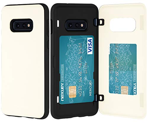 GOOSPERY Magnetic Door Bumper Compatible with Galaxy S10e, Card Holder Wallet Case Easy Magnet Auto Closing Protective Dual Layer Sturdy Phone Back Cover - White - color: White, size: Galaxy S10E