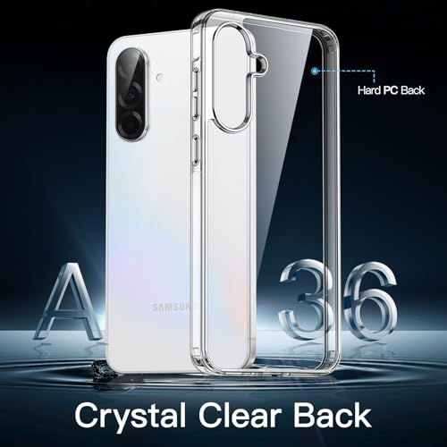 JETech Case for Samsung Galaxy A36, Anti-Yellowing, Clear | Shockproof Protection, Scratch Resistant Hard PC Back, Durable Transparent TPU Bumper - color: Clear, size: Galaxy A36