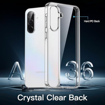 JETech Case for Samsung Galaxy A36, Anti-Yellowing, Clear | Shockproof Protection, Scratch Resistant Hard PC Back, Durable Transparent TPU Bumper - color: Clear, size: Galaxy A36