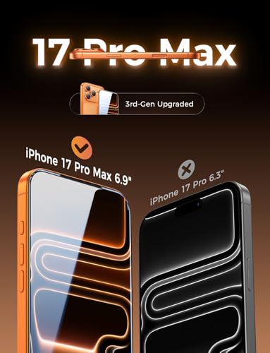 MAGIC JOHN 3rd Gen Upgraded for iPhone 17 Pro Max Screen Protector 6.9 Inch | Auto Dust-Elimination,Easy Installation,2 Pack Shatterproof Tempered Film,HD Clear - size: iPhone 17 Pro Max 6.9inch
