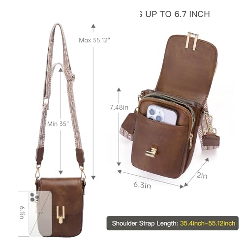 GOIACII Phone Purse Crossbody Bags for Women Small Travel Wallet Touch Screen RFID Blocking - color: Y03 Brown