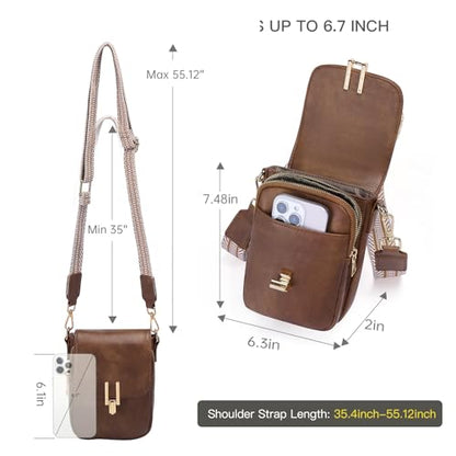 GOIACII Phone Purse Crossbody Bags for Women Small Travel Wallet Touch Screen RFID Blocking - color: Y03 Brown