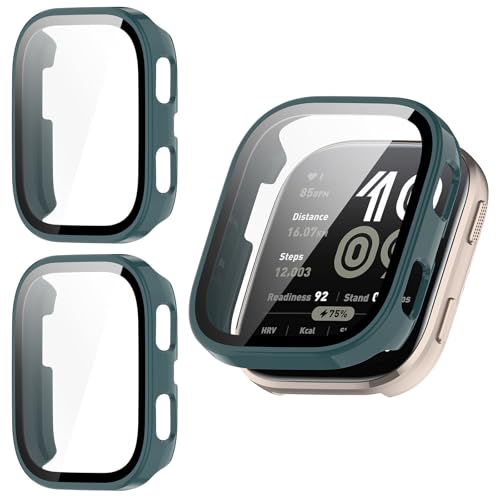 2 Pack for Amazfit Bip 6 Screen Protector Case - color: Dark Green+Dark Green