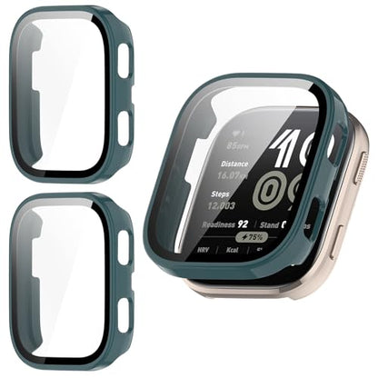 2 Pack for Amazfit Bip 6 Screen Protector Case - color: Dark Green+Dark Green