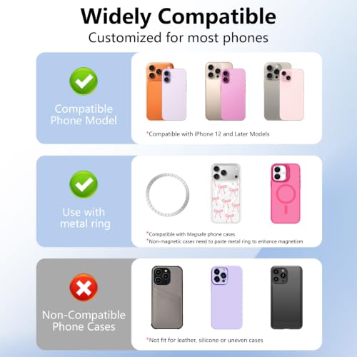 Magnetic Phone Ring Holder with MagSafe, 360° Rotation Super Magnet Finger Grip Removable Kickstand, Cute Stained Glass Floral Designed Stand for iPhone 17 16 15 14 13 12 Pro Max Plus, Blue Flower - color: Blue Flower