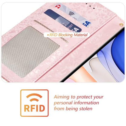 UEEBAI Wallet Case for Samsung Galaxy A15 4G/5G, PU Leather Phone Case Kickstand RFID Blocking Flip Case Card Slots Wrist Strap Relief Engraved Pattern Magnetic Closure Folio Case - White Rose - color: White Rose, size: Samsung Galaxy A15 4G/5G