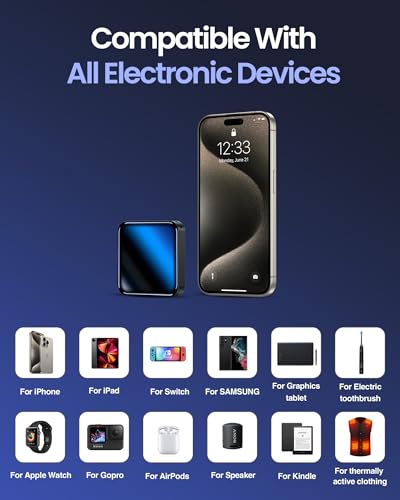 10000mAh Small Power Bank，Fast Charge Mini Portable Charger - color: black