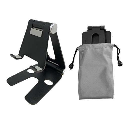 Cell Phone Tablet Fully Foldable Stand Dock Holder Cradle Mount Organizer Charger Station Table Desk Bed Office School Kitchen Travel Portable Adjustable Multi-Angle Aluminum (Black) - color: Black