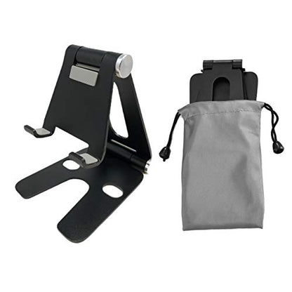 Cell Phone Tablet Fully Foldable Stand Dock Holder Cradle Mount Organizer Charger Station Table Desk Bed Office School Kitchen Travel Portable Adjustable Multi-Angle Aluminum (Black) - color: Black