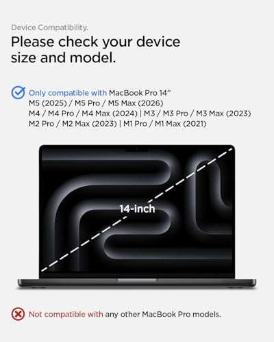 Spigen GlasTR Slim Screen Protector for MacBook Pro 14" M1-M5 Series | (2021-2026), 9H+ Tempered glass, Scratch resistance, Lab-tested 100% clarity, Precise cutout, Case-friendly, 1Pack - size: 14 inch