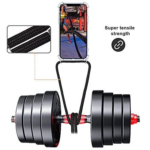 Crossbody Case for iPhone 13 Pro Clear TPU Soft Cover Holder Neck Cord Lanyard Strap Shockproof Protective Mobile Cover Case for iPhone 13 Pro - Black - size: for iPhone 13 Pro