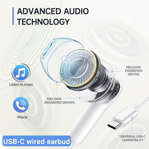 2Pack USB C Headphones Wired USBC Earbuds for iPhone 17 16 15 Pro Max